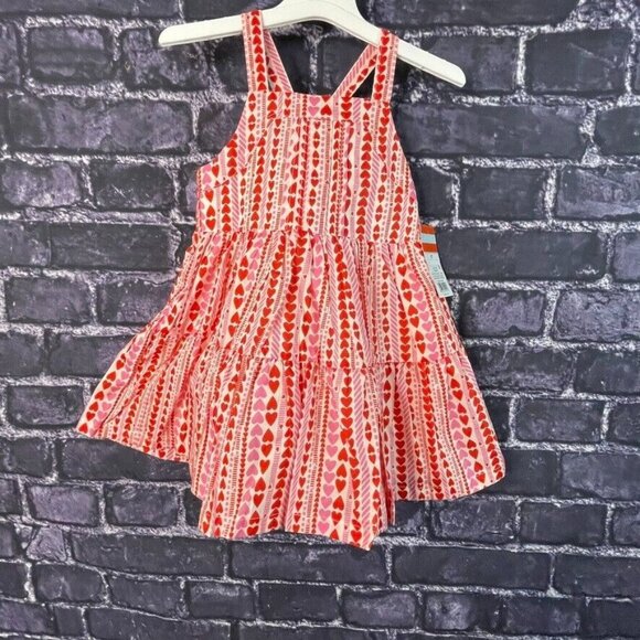 Cat & Jack 2T Toddler Girls' Hearts Tank Valentine's Day Dress Red White Pink - Picture 1 of 11